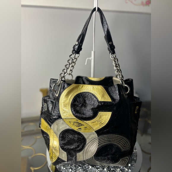 Coach Handbags - Coach Rehab Peyton Inlaid C Tote with Suede and Patent exterior